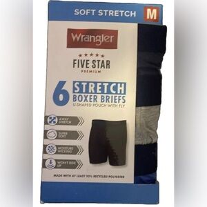Wrangler Men’s Stretch U-pouch Boxer Briefs 6pk Blue Size Medium New in Box